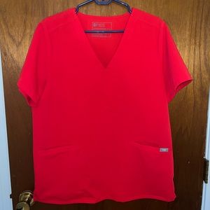 FIGS Pop Red - Casma Three-Pocket Scrub Top